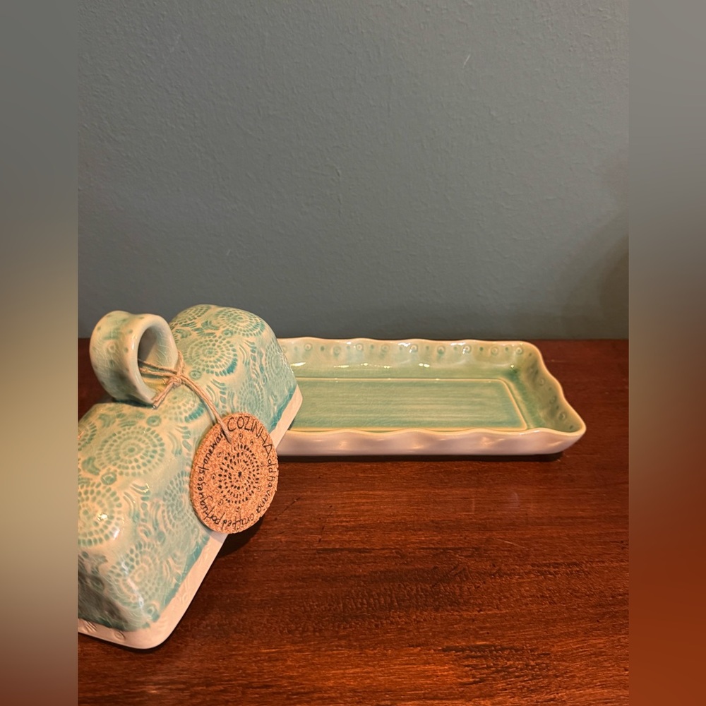 NWT Anthropologie Old Havana Butter Dish in Mint Green - Picture 2 of 8